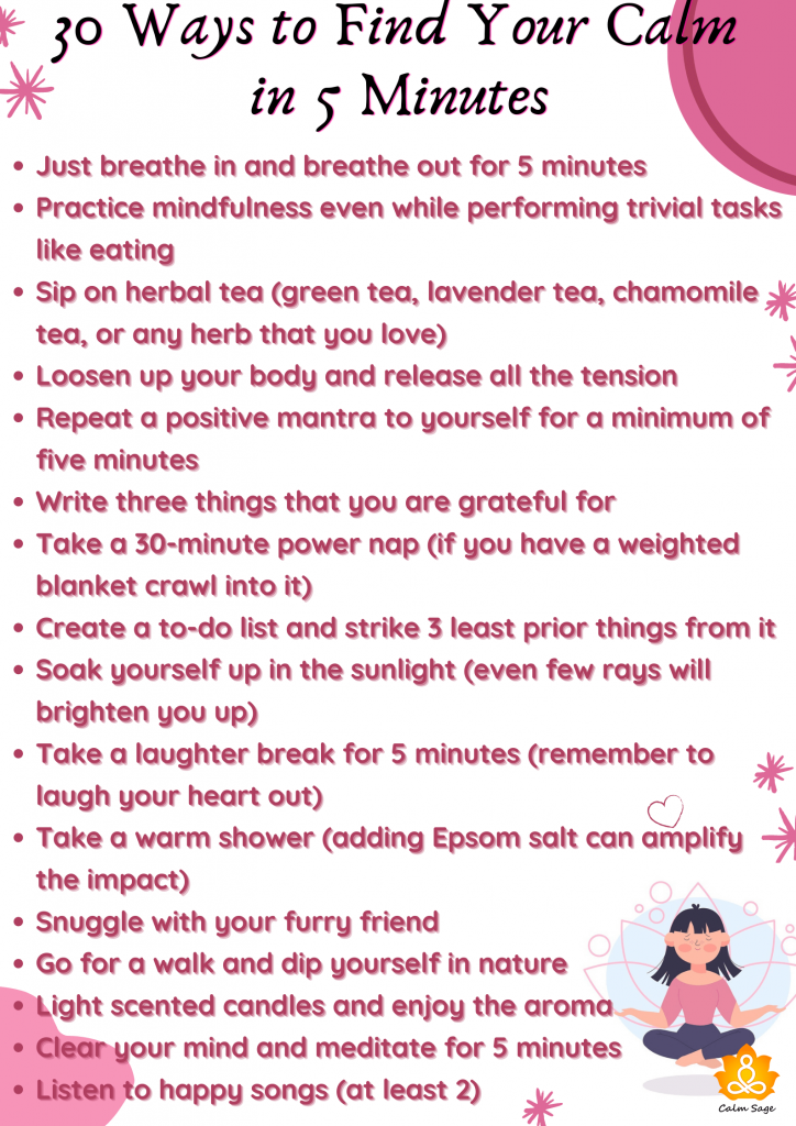 30+ Ways To Calm Your Mind In Less Than 5 Minutes